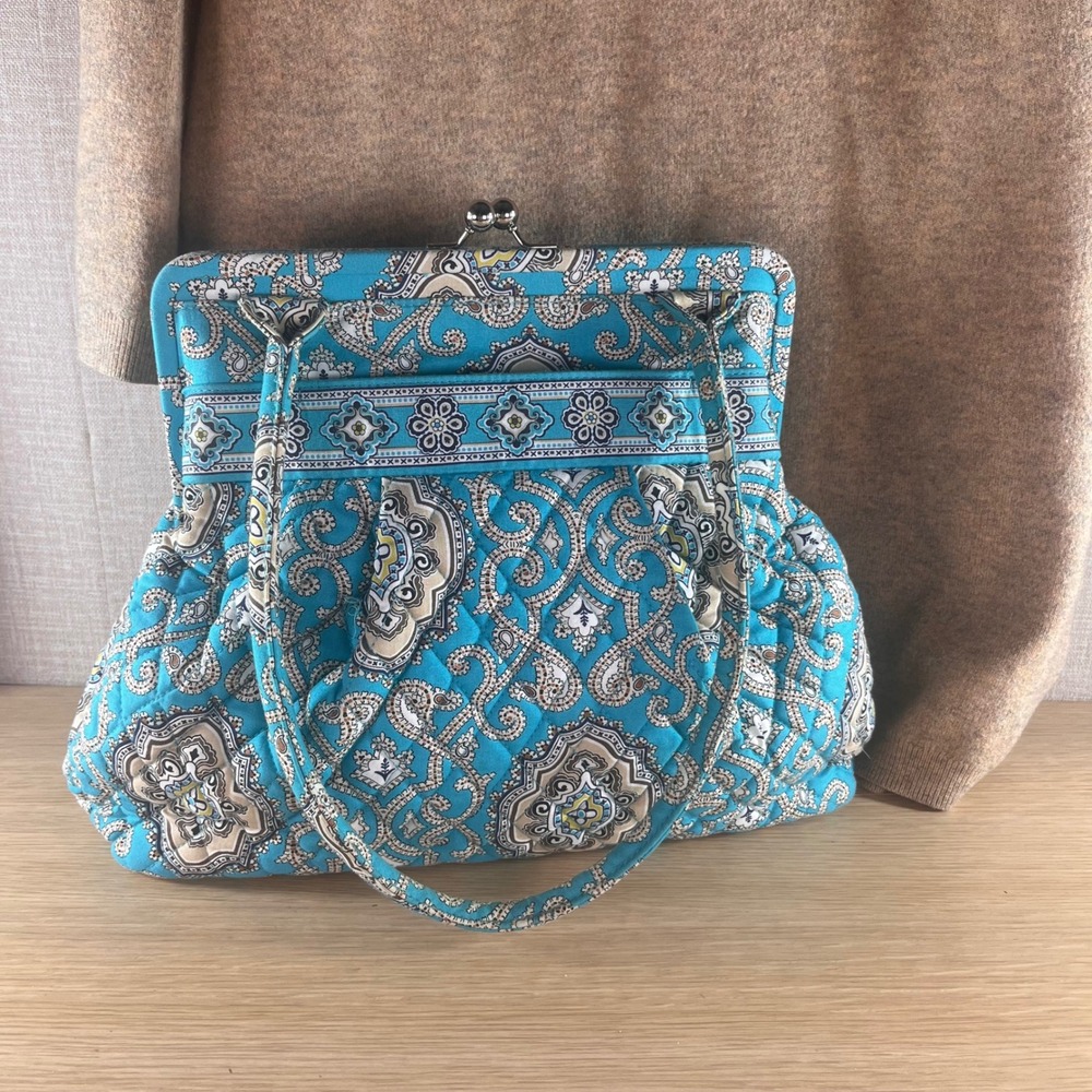 Vera Bradley Alice Totally Turquoise Kiss Lock Shoulder Bag Retired Y2K Paisley